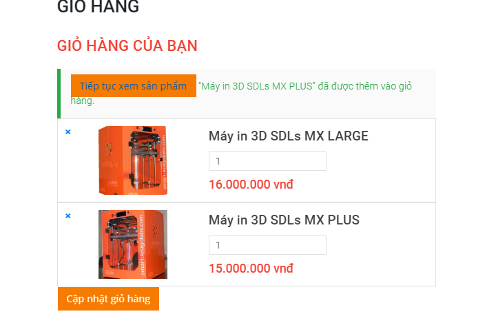 Cập nhật giỏ hàng