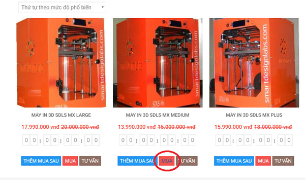 Cách đặt mua máy in 3D tại 3DShop
