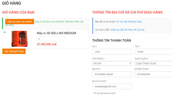 Cách đặt mua máy in 3D tại 3DShop